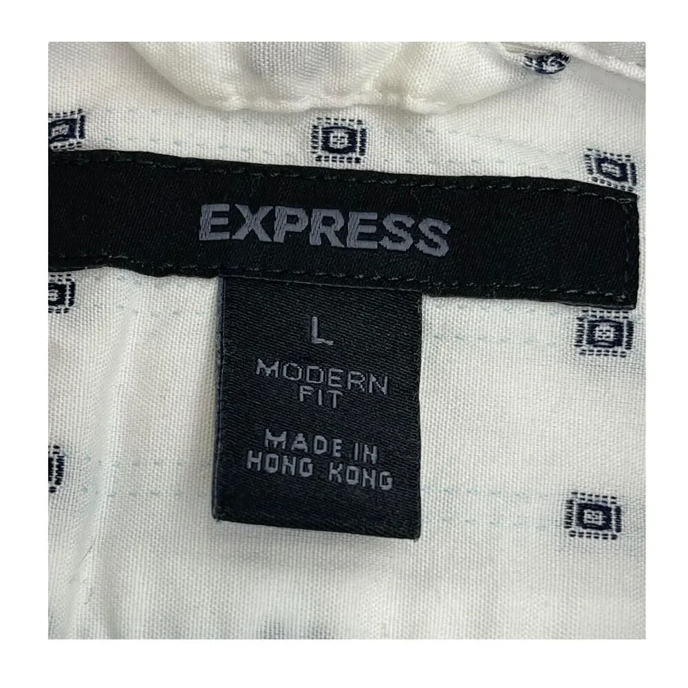 Express Shirt Men's Large Diamond Modern Fit Classic Long Sleeve Button-Up - Picture 2 of 7